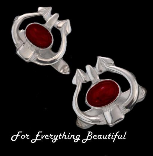 Image 0 of Art Nouveau Glasgow Oval Garnet Sterling Silver Mens Cufflinks