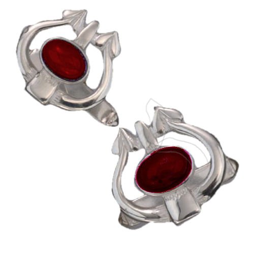 Image 1 of Art Nouveau Glasgow Oval Garnet Sterling Silver Mens Cufflinks