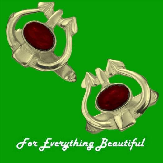 Image 0 of Art Nouveau Glasgow Oval Garnet 9K Yellow Gold Mens Cufflinks