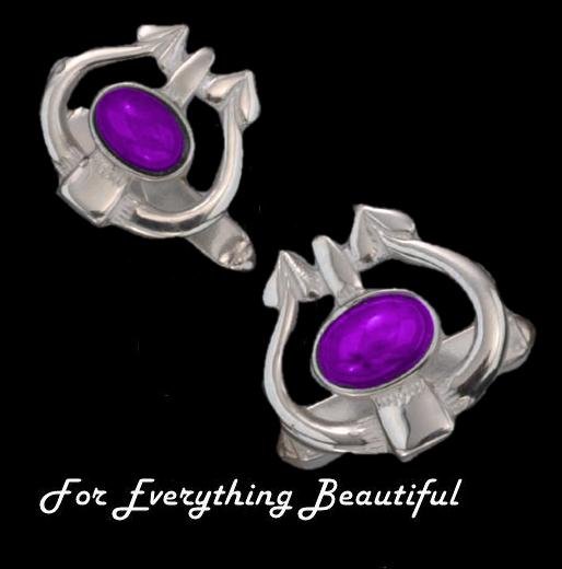 Image 0 of Art Nouveau Glasgow Oval Amethyst Sterling Silver Mens Cufflinks