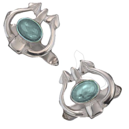 Image 1 of Art Nouveau Glasgow Oval Blue Moonstone Silver Mens Cufflinks