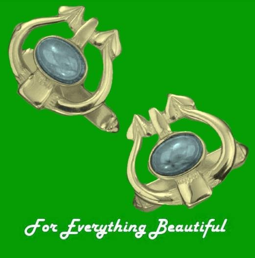 Image 0 of Art Nouveau Glasgow Oval Blue Moonstone 9K Yellow Gold Mens Cufflinks