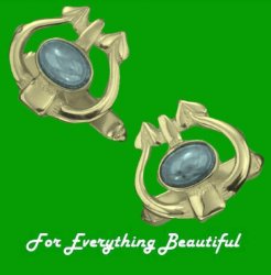 Art Nouveau Glasgow Oval Blue Moonstone 9K Yellow Gold Mens Cufflinks