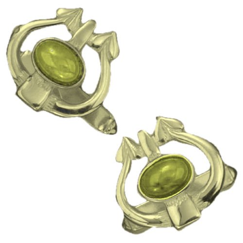 Image 1 of Art Nouveau Glasgow Oval Citrine 9K Yellow Gold Mens Cufflinks