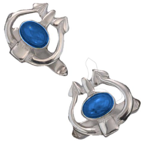 Image 1 of Art Nouveau Glasgow Oval Labradorite Sterling Silver Mens Cufflinks