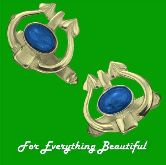 Image 0 of Art Nouveau Glasgow Oval Labradorite 9K Yellow Gold Mens Cufflinks