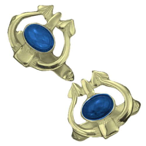 Image 1 of Art Nouveau Glasgow Oval Labradorite 9K Yellow Gold Mens Cufflinks