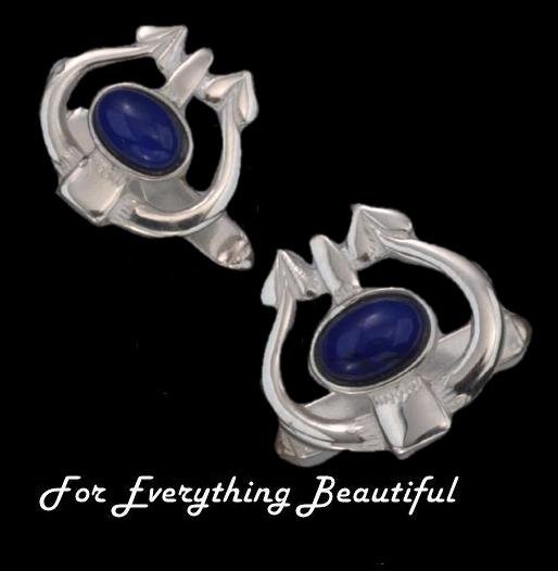 Image 0 of Art Nouveau Glasgow Oval Lapis Lazuli Sterling Silver Mens Cufflinks