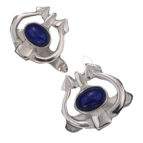 Image 1 of Art Nouveau Glasgow Oval Lapis Lazuli Sterling Silver Mens Cufflinks