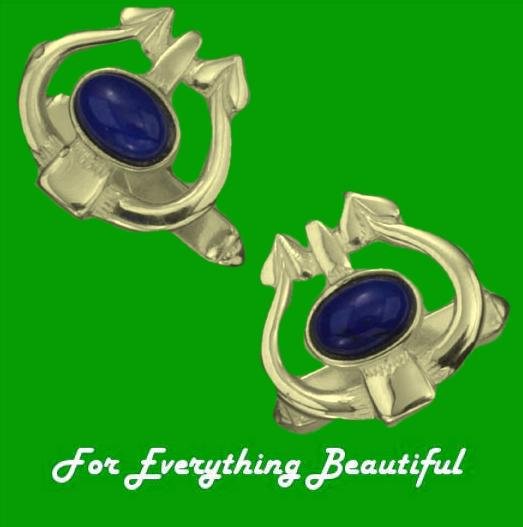 Image 0 of Art Nouveau Glasgow Oval Lapis Lazuli 9K Yellow Gold Mens Cufflinks