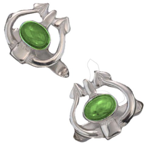 Image 1 of Art Nouveau Glasgow Oval Green Peridot Sterling Silver Mens Cufflinks