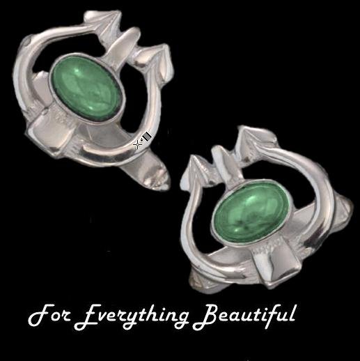 Image 0 of Art Nouveau Glasgow Oval Green Peridot Sterling Silver Mens Cufflinks