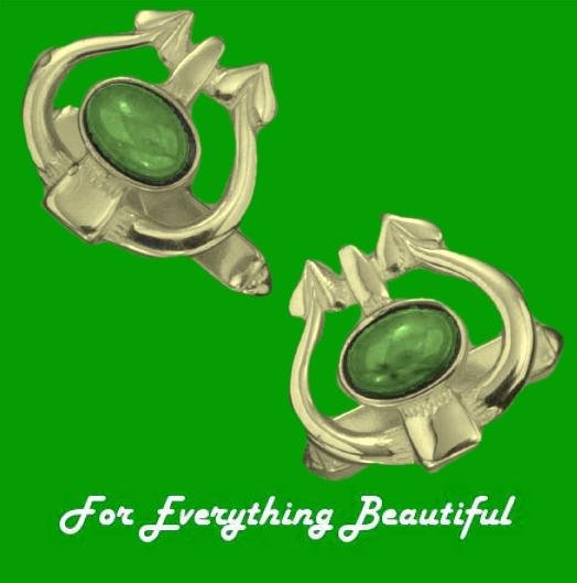 Image 0 of Art Nouveau Glasgow Oval Green Peridot 9K Yellow Gold Mens Cufflinks