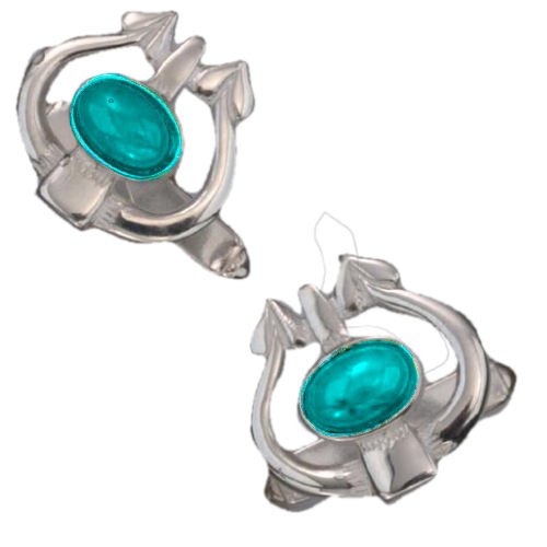 Image 1 of Art Nouveau Glasgow Oval Turquoise Sterling Silver Mens Cufflinks