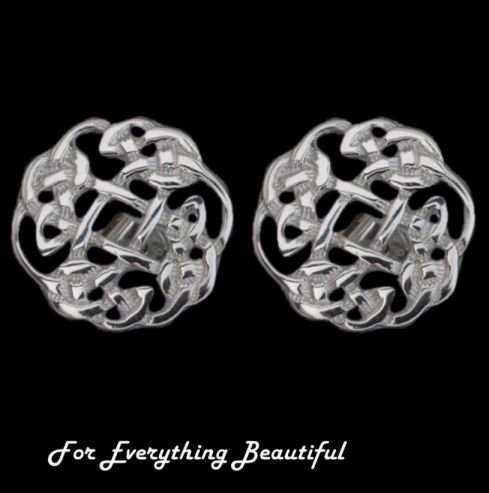 Image 2 of Celtic Interwoven Floral Puff Sterling Silver Mens Cufflinks