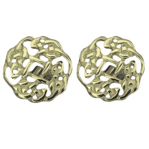 Image 3 of Celtic Interwoven Floral Puff 9K Yellow Gold Mens Cufflinks