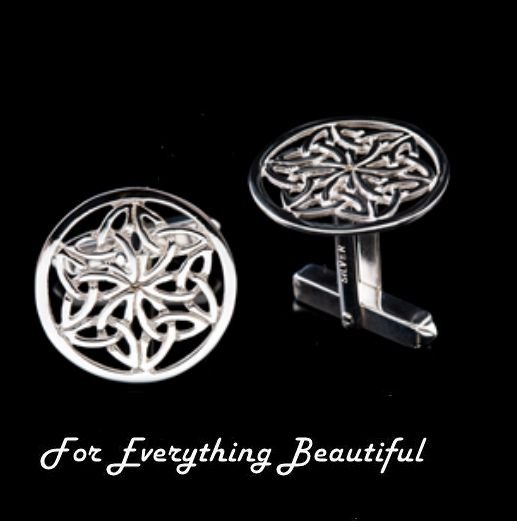 Image 0 of Celtic Interwoven Flower Design Sterling Silver Cufflinks