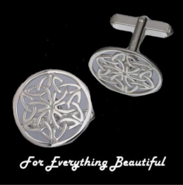 Image 1 of Celtic Interwoven Flower Design Sterling Silver Cufflinks