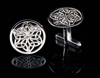 Image 2 of Celtic Interwoven Flower Design Sterling Silver Cufflinks