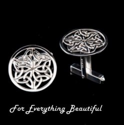 Celtic Interwoven Flower Design Sterling Silver Cufflinks