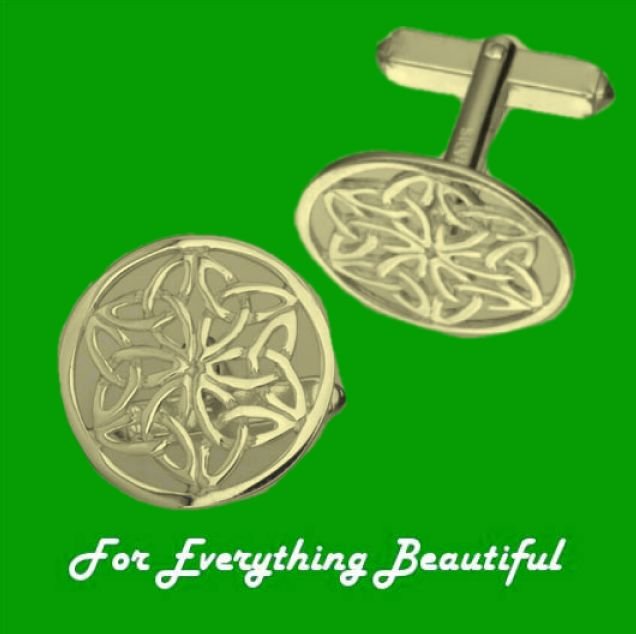 Image 0 of Celtic Interwoven Flower Design 9K Yellow Gold Cufflinks