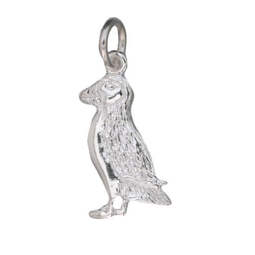 Image 1 of Puffin Bird Design Small Sterling Silver Charm