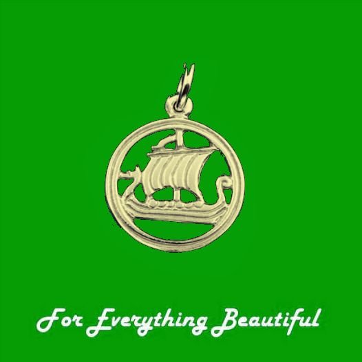 Image 0 of Viking Ship Design Round Shaped 9K Yellow Gold Charm