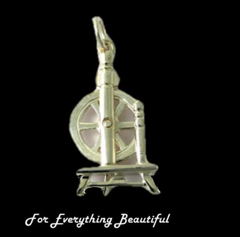 Image 0 of Spinning Wheel Design Shaped Large Sterling Silver Charm