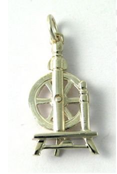 Image 1 of Spinning Wheel Design Shaped Large Sterling Silver Charm