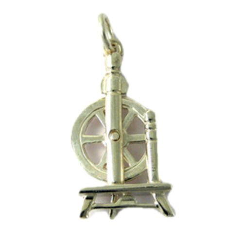 Image 2 of Spinning Wheel Design Shaped Large Sterling Silver Charm