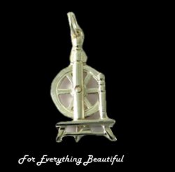 Spinning Wheel Design Shaped Large Sterling Silver Charm