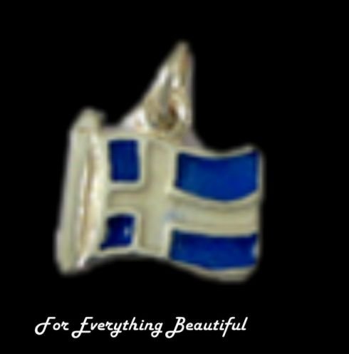 Image 0 of Shetland Islands Scotland Flag Design Enamel Sterling Silver Charm