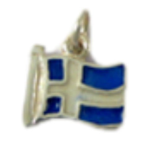 Image 1 of Shetland Islands Scotland Flag Design Enamel Sterling Silver Charm