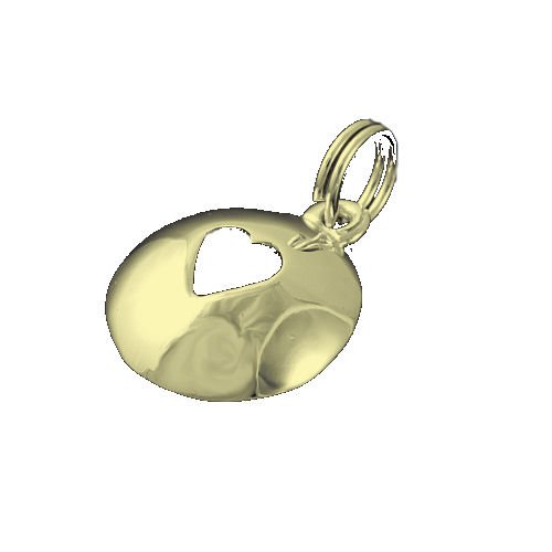 Image 1 of Peerie Smoorikins Little Kisses Heart Round Design 9K Yellow Gold Charm