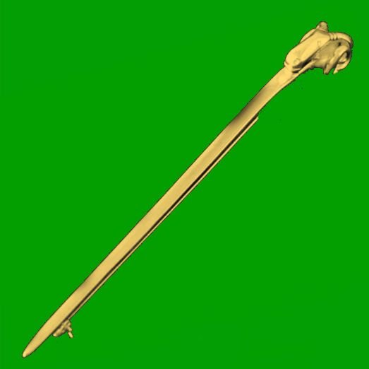 Image 0 of Rams Horn Head Design Long 9K Yellow Gold Kilt Pin 