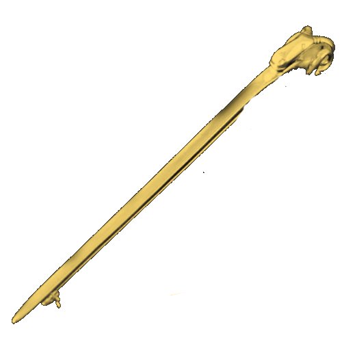 Image 1 of Rams Horn Head Design Long 9K Yellow Gold Kilt Pin 