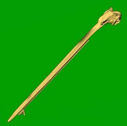 Rams Horn Head Design Long 9K Yellow Gold Kilt Pin 