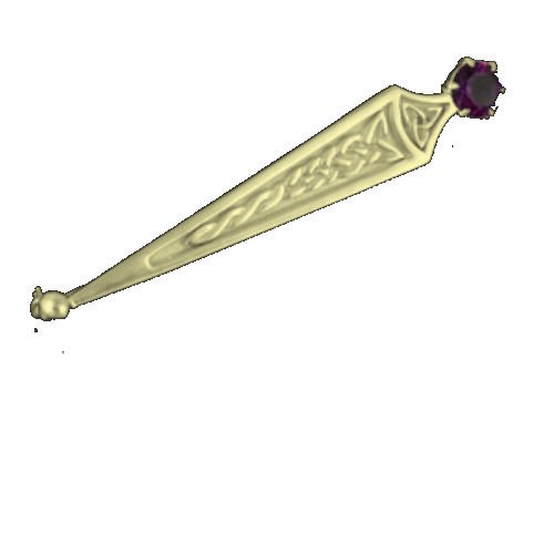 Image 1 of Celtic Line Of Life Knotwork Purple Amethyst 9K Yellow Gold Kilt Pin