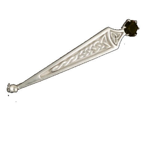 Image 1 of Celtic Line Of Life Knotwork Smokey Quartz Sterling Silver Kilt Pin