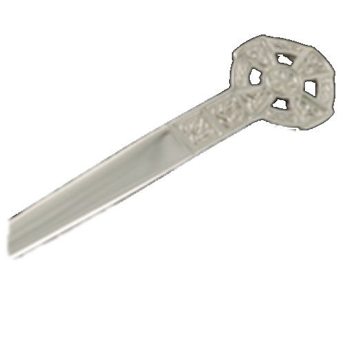 Image 1 of Celtic Cross Knotwork Polished Sterling Silver Kilt Pin