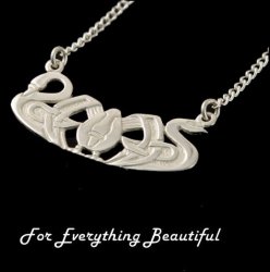 Three Nornes Norse Design Sterling Silver Necklace  