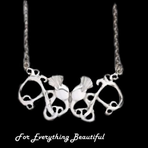 Image 0 of Scotland Thistle Floral Emblem Design Sterling Silver Necklace  