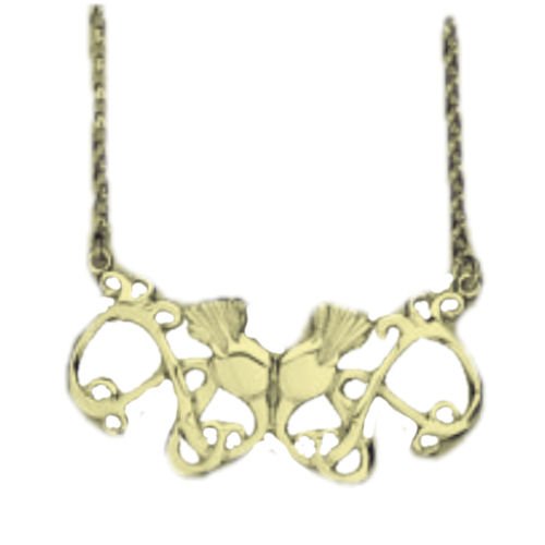 Image 1 of Scotland Thistle Floral Emblem Design 9K Yellow Gold Necklace  