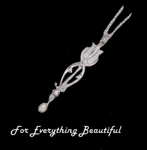 Image 0 of Art Nouveau Tulip with Pearl Design Sterling Silver Pendant