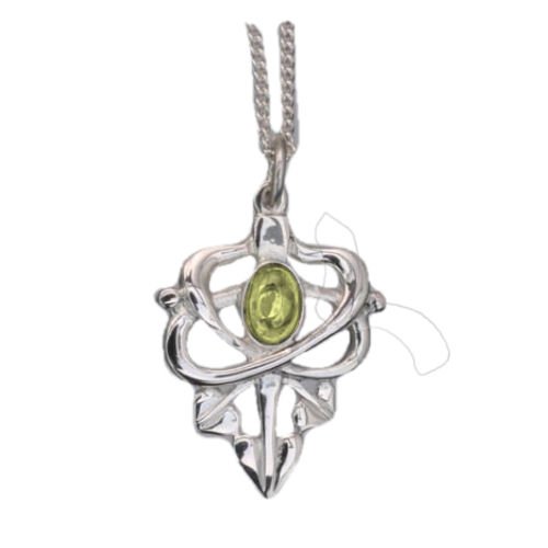 Image 1 of Art Nouveau Leaf Citrine Design Sterling Silver Pendant