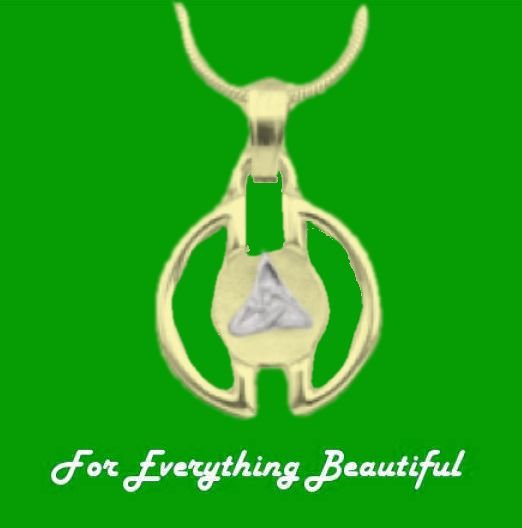 Image 0 of Voar Circular Celtic Trinity Knot White Gold Motif 9K Yellow Gold Pendant 