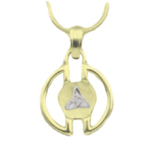 Image 1 of Voar Circular Celtic Trinity Knot White Gold Motif 9K Yellow Gold Pendant 