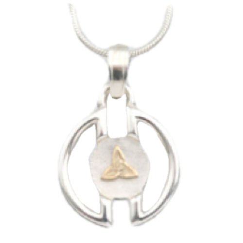 Image 1 of Voar Circular Celtic Trinity Knot Yellow Gold Motif 9K White Gold Pendant