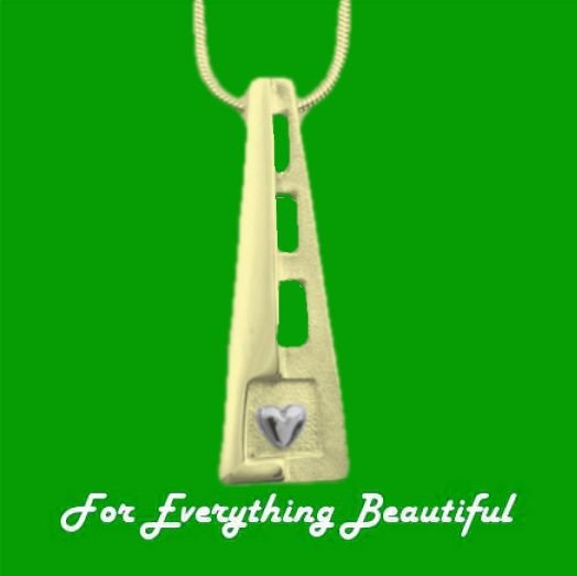 Image 0 of Voar Tapered White Gold Heart Motif 9K Yellow Gold Pendant 