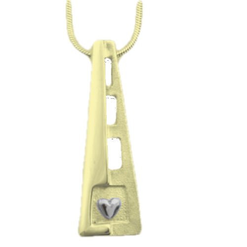 Image 1 of Voar Tapered White Gold Heart Motif 9K Yellow Gold Pendant 